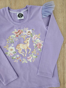 Prancing deer tulle flutter tee-Pre Order