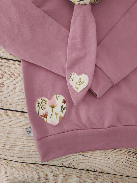 Heart Bunny Hoodie-Orchid floral- Made to Order