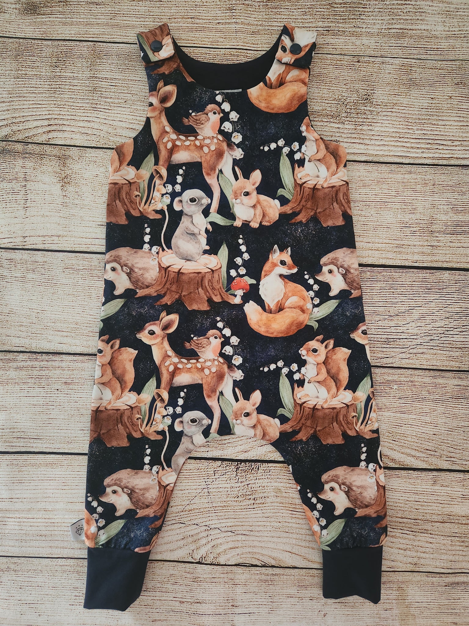 Woodland Friends (Navy) Harem Romper