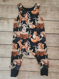 Woodland Friends (Navy) Harem Romper