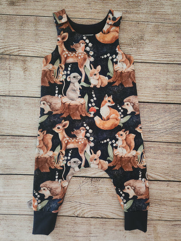 Woodland Friends (Navy) Harem Romper
