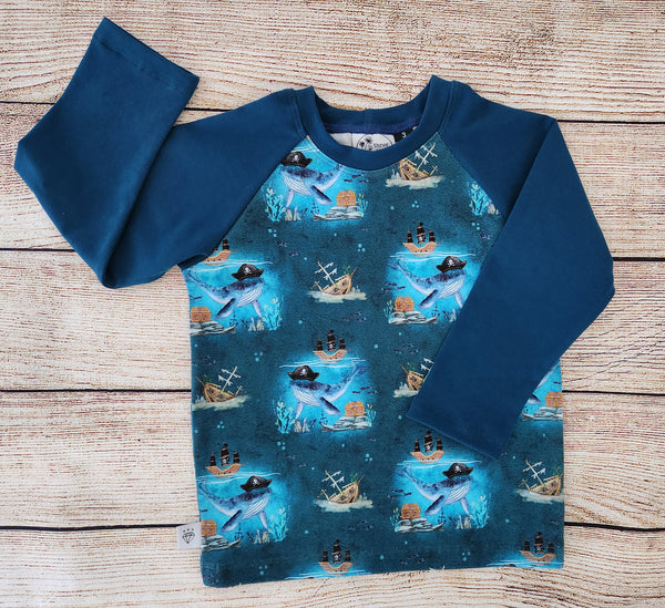 Pirate Whale Raglan Tee- Pre Order