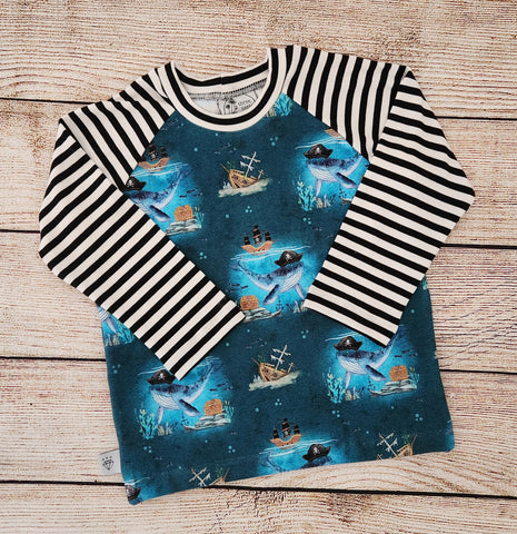 Pirate Whale Raglan Tee- Pre Order