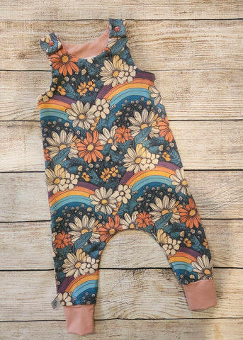 Rainbows and Daisies Harem romper-Size 1