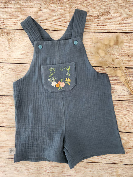 Blue Embroidered Overalls-Pre Order