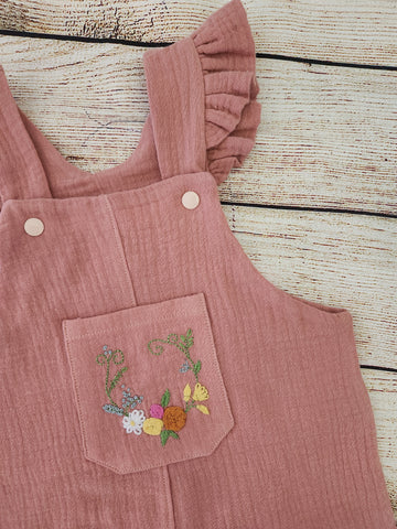 Dusky Pink Embroidered Overalls-Pre Order