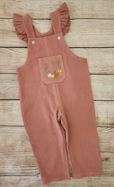 Dusky Pink Embroidered Overalls-Pre Order