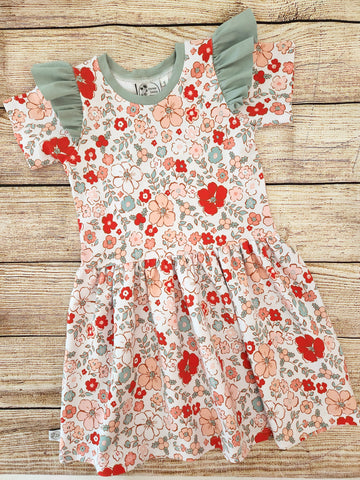 Eve Floral Flutter Dress-Pre Order