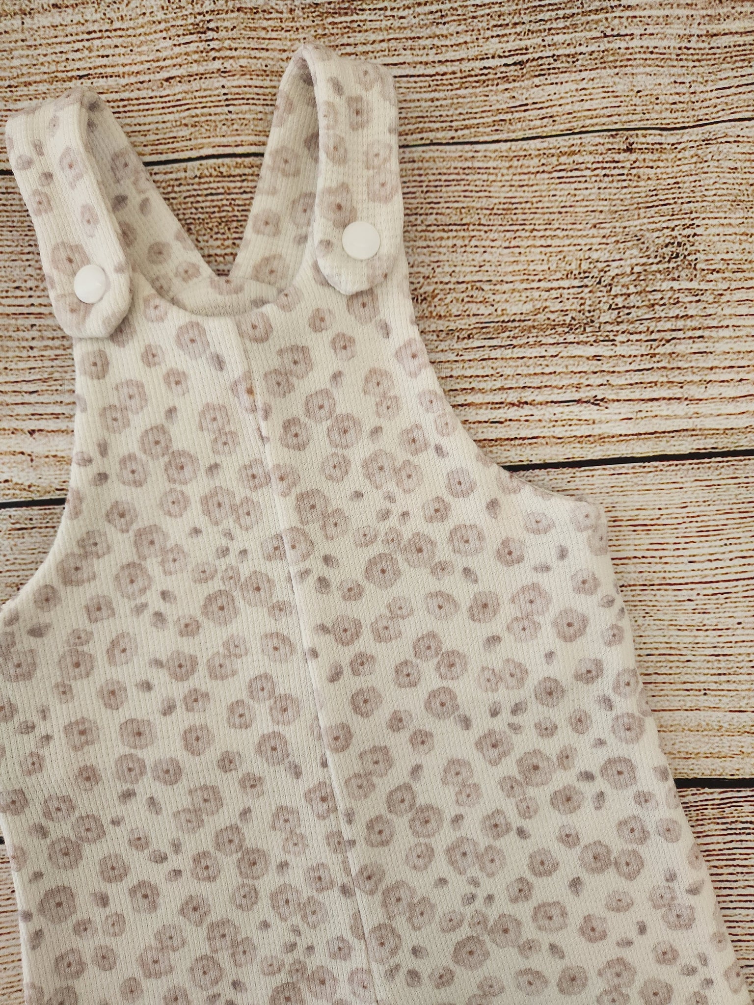 Cream Floral Waffle Overalls-Pre Order