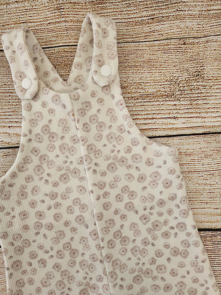 Cream Floral Waffle Overalls-Pre Order
