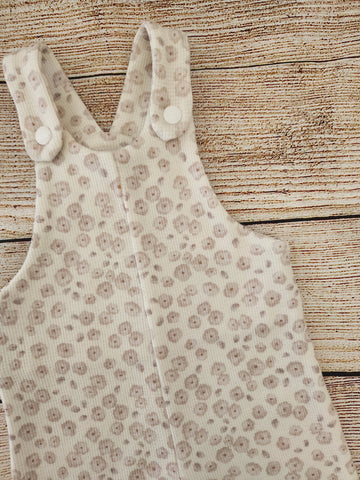 Cream Floral Waffle Overalls-Pre Order