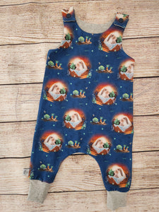Bunnies in baskets harem romper(navy)-made to order