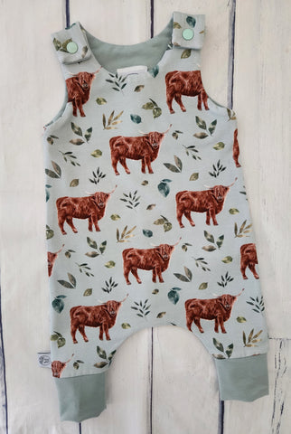 Highland Cow Harem Romper-Pre Order