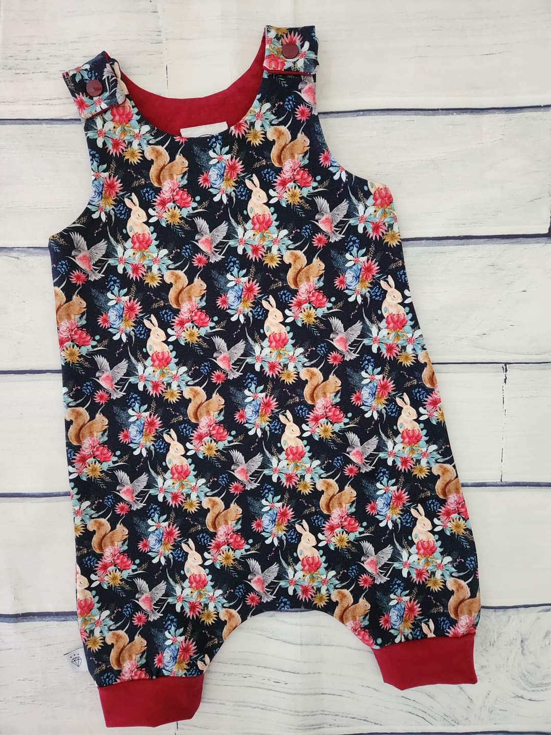 Woodland Christmas shortie harem romper-Made to order