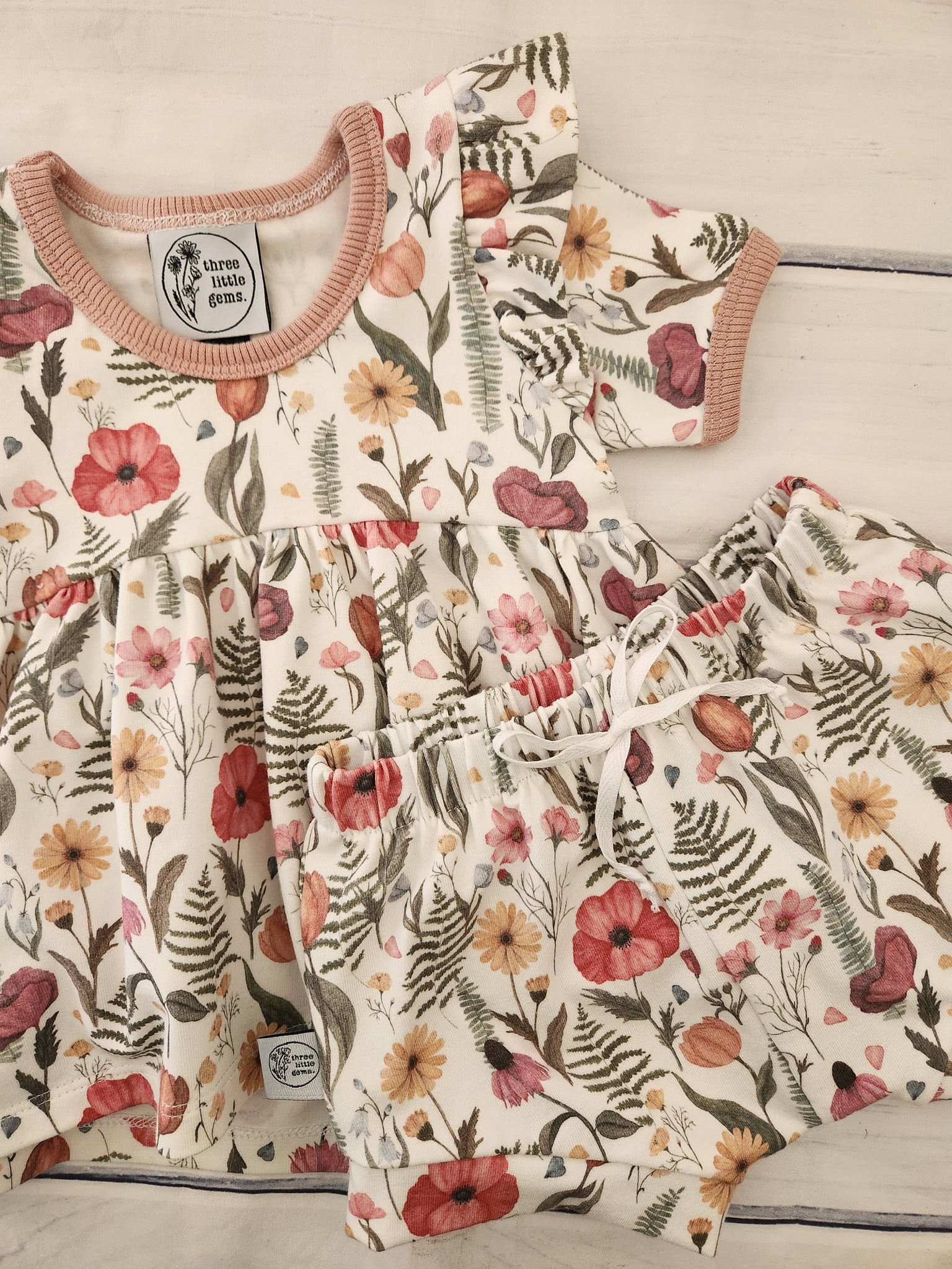 Floral Peplum top and shorties set-Pre Order
