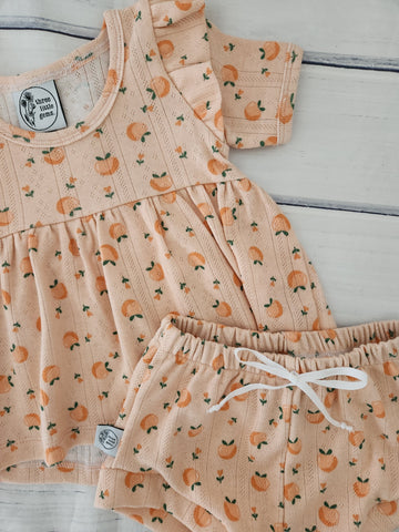Peaches Peplum top and shorties set-Pre Order
