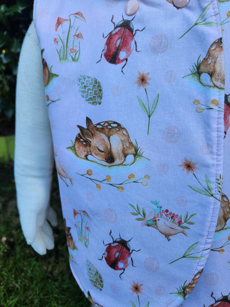 Green Check Wool Vest-deer lining