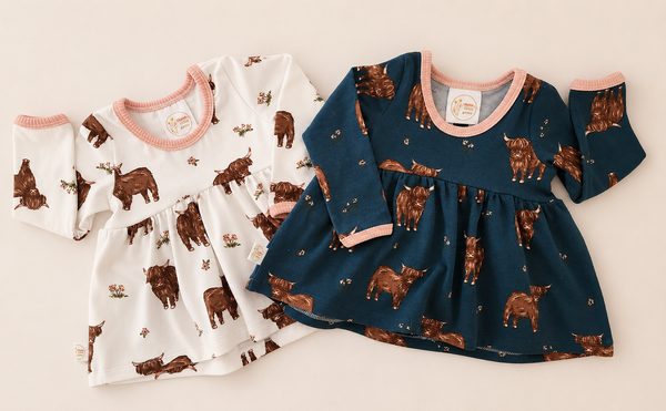 Green Highland Cow Peplum top- Pre Order