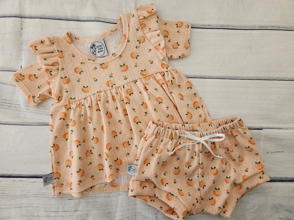 Peaches Peplum top and shorties set-Pre Order