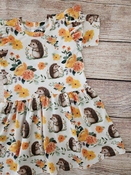 Floral Hedgehogs Flutter Dress-Pre Order