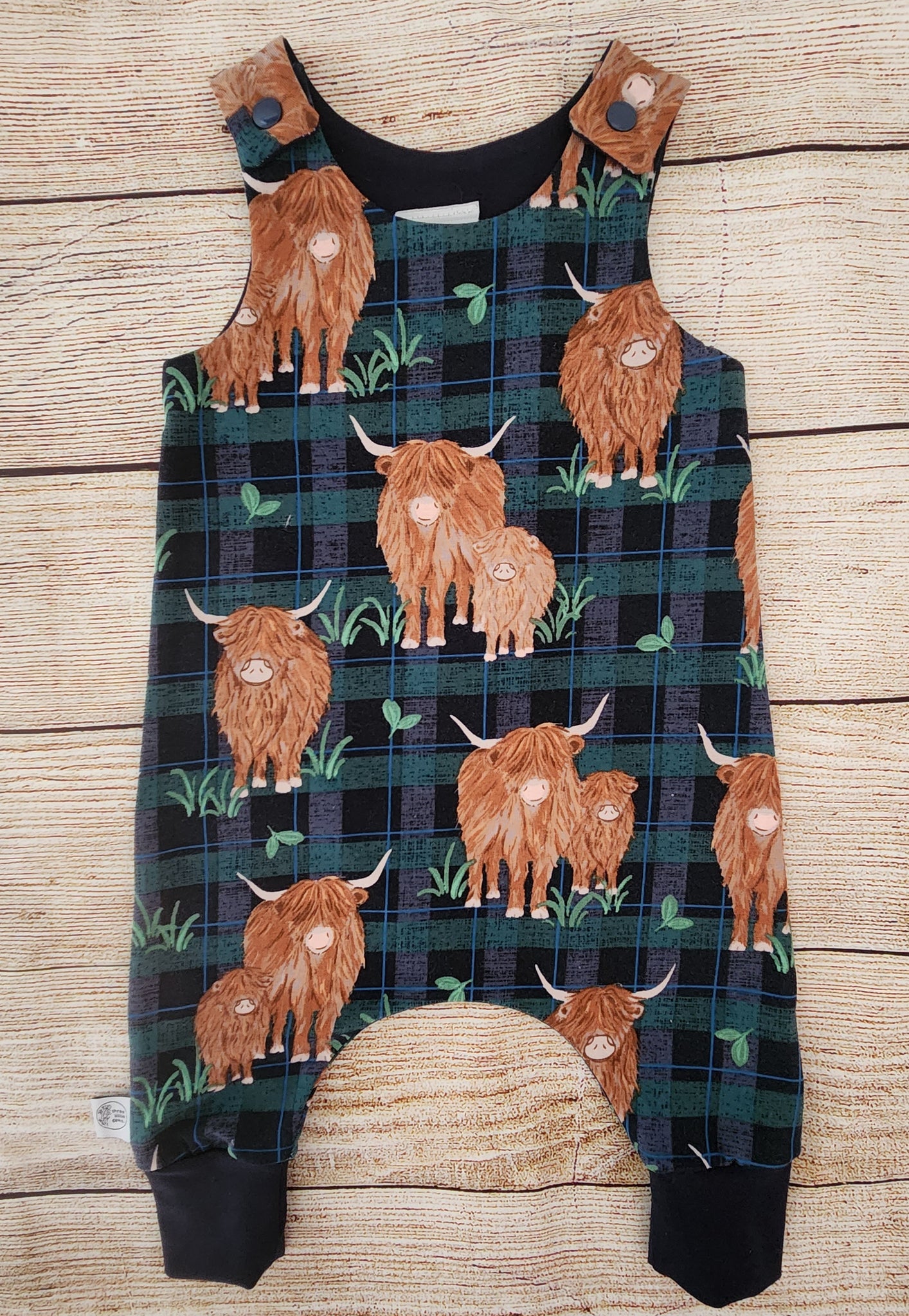 Tartan Highland Cow Harem Romper