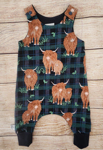 Tartan Highland Cow Harem Romper
