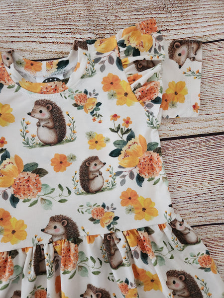 Floral Hedgehogs Flutter Dress-Pre Order