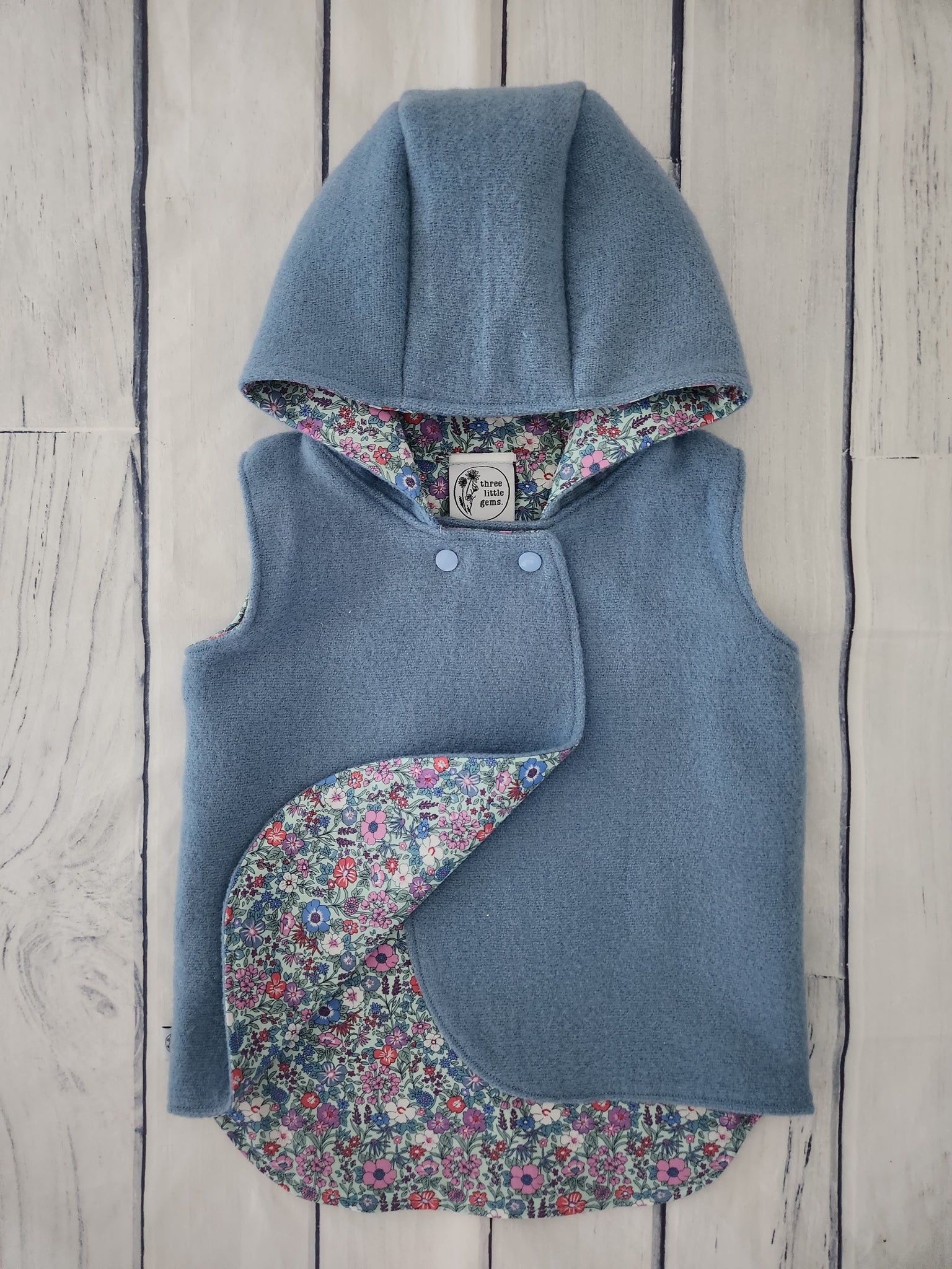 Dusky Blue Wool Vest