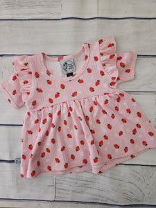 Strawberry Peplum top- Pre Order