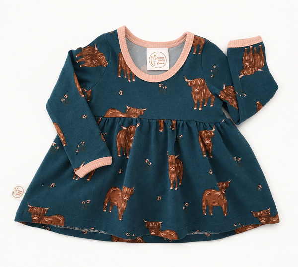 Green Highland Cow Peplum top- Pre Order