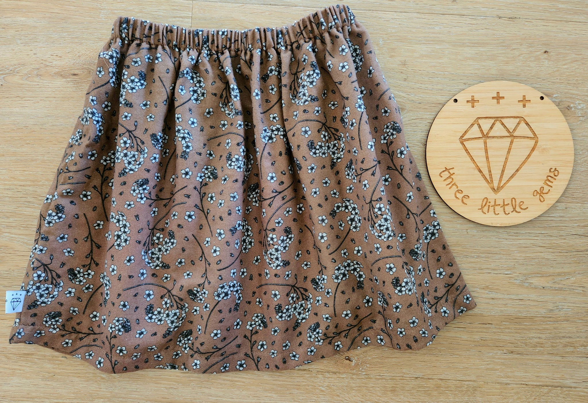 Mocha Floral Muslin Skirt-Pre order