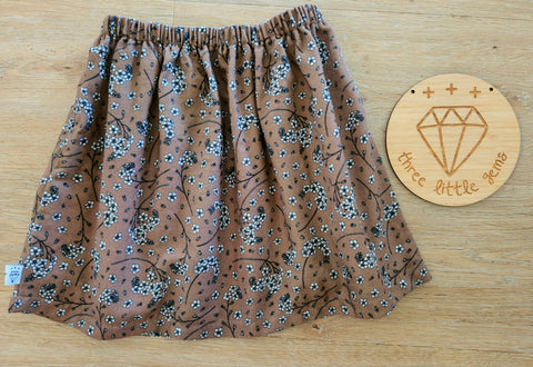 Mocha Floral Muslin Skirt-Pre order
