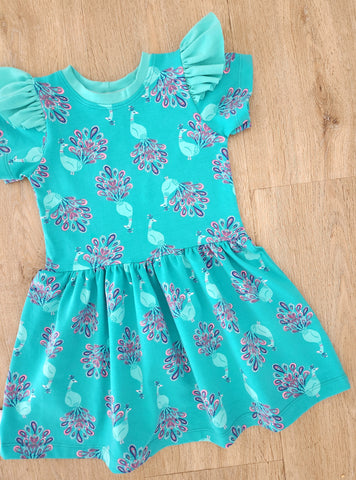 Peacock Flutter Dress-Pre Order