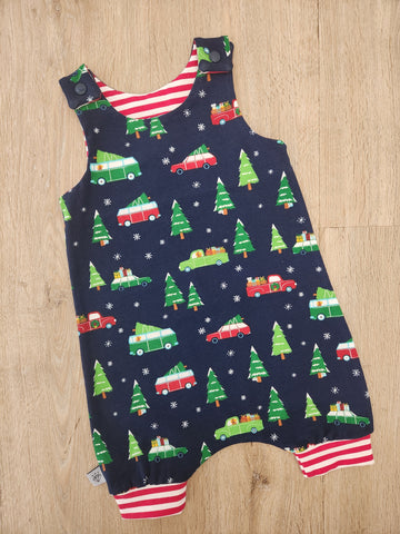 Christmas Vehicles shortie harem romper-made to order