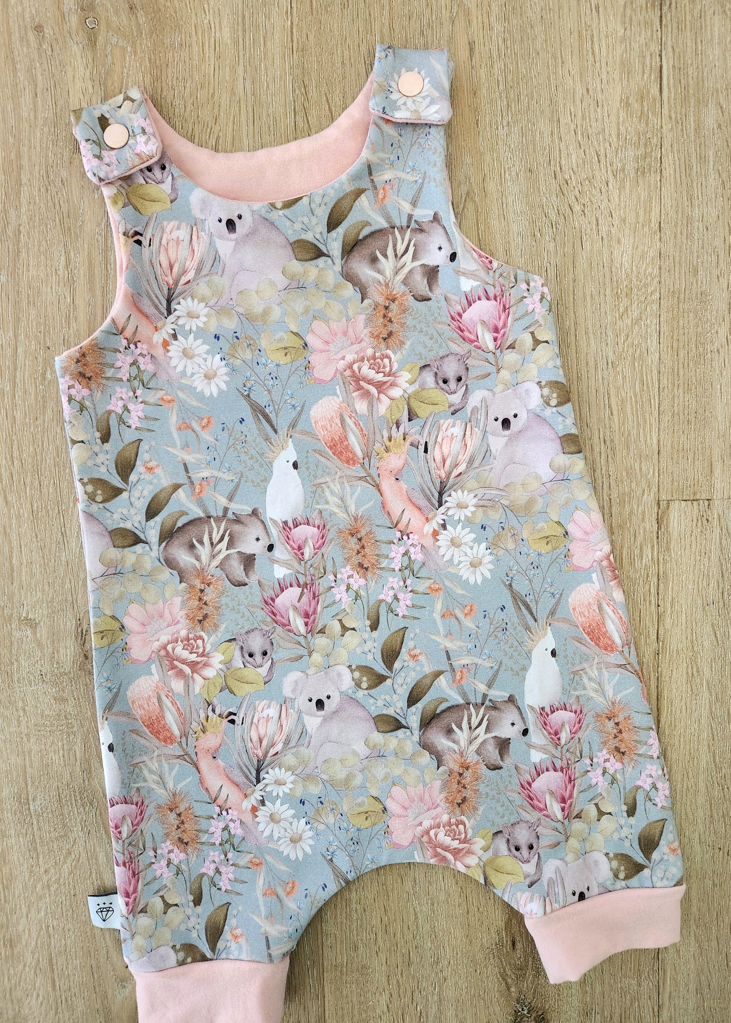 Australian Wildlife shortie harem romper-6-9m